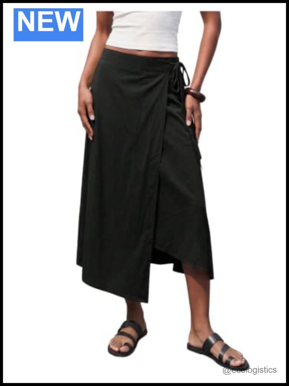 Wrap Midi Skirt Tie Side Asymmetrical Hem Y2K Summer